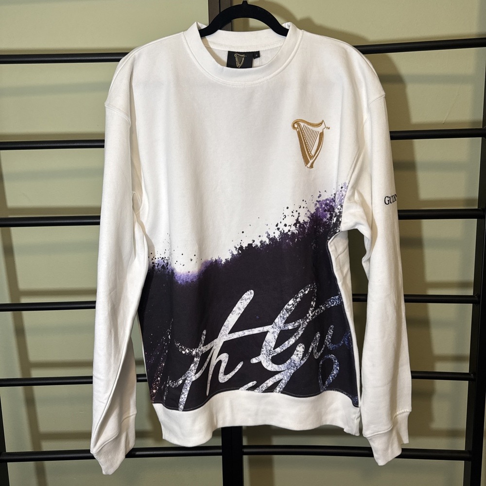 Guinness Beer Sweatshirt Mens XL Gold Harp Embroidered Cotton NEW With Tags